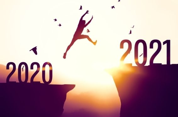 person jumping from 2020 to 2021 - Oppertunity & Wellness Concept Image