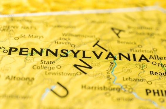 Pennsylvania map - Opioid Deaths in Pennsylvania concept image