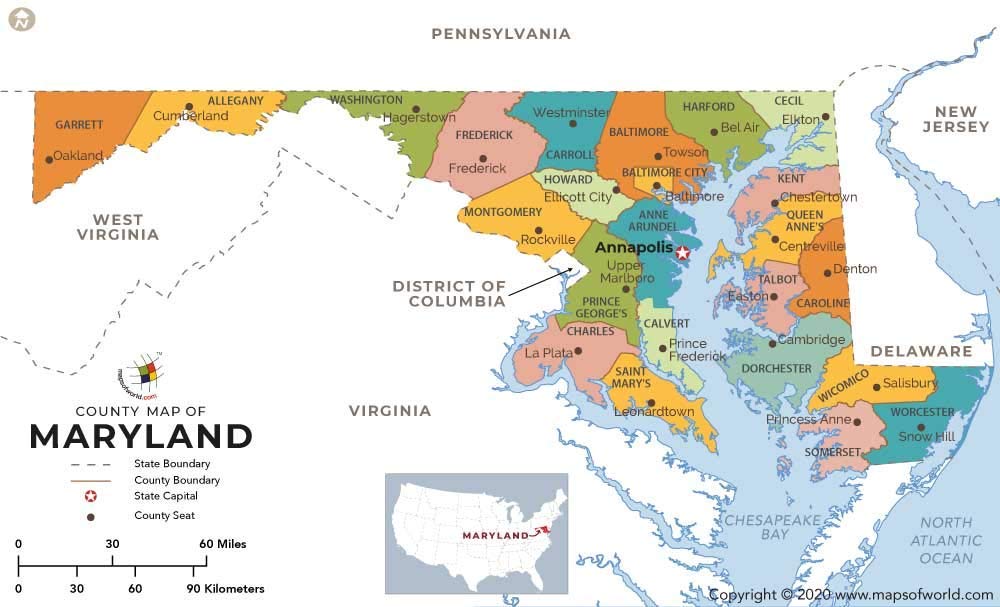 map of maryland - Detox in Maryland